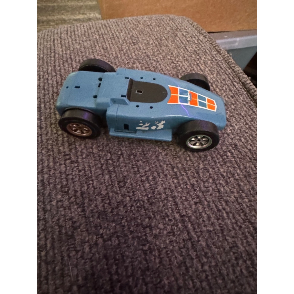 Vintage 1970 Ideal 4” Blue Toy Race car Pull Back Motor untested